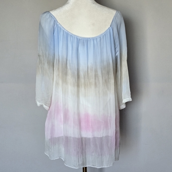 Fantazia 100% Silk Ombre Sheer Lace Fairycore Balletcore Whimsy Tunic Top Size M - Picture 2 of 10